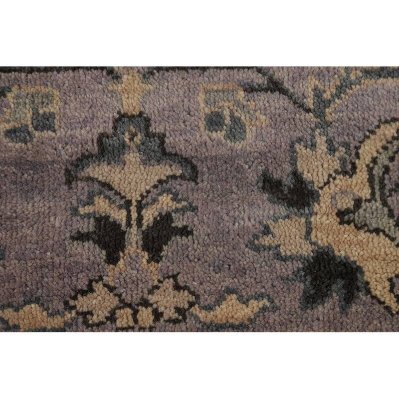 Oushak Indian Area Rug Handmade Beige Floral Wool Carpet - 9'0"x 11'7"