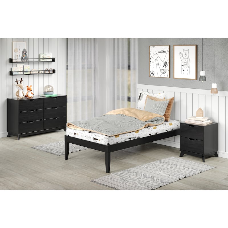 Purcell Solid Wood Platform Bed Frame - Black - Twin