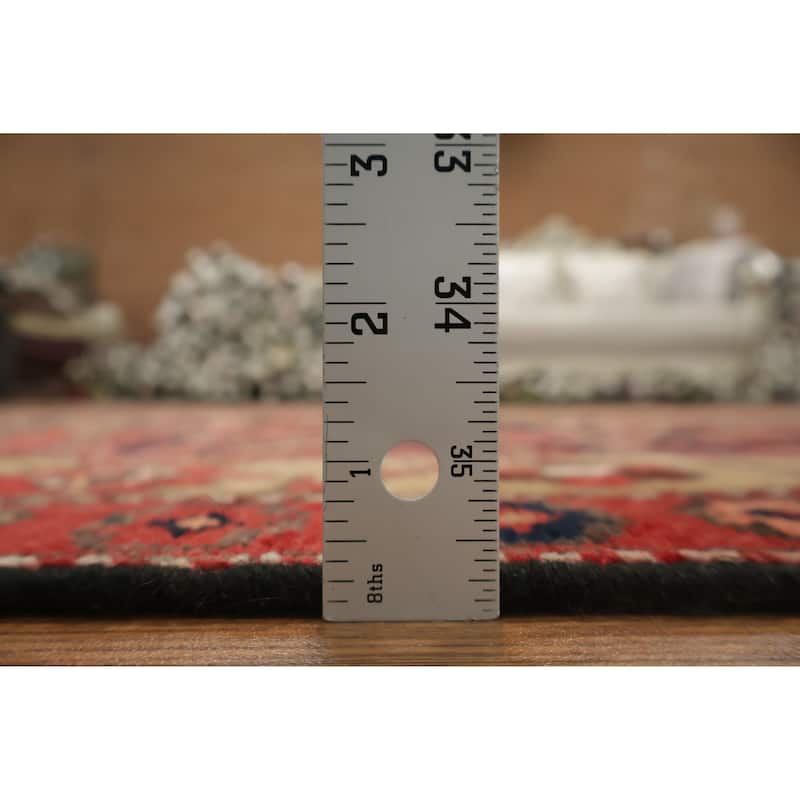 Hand Knotted Oriental 100% Wool Carpet Traditional Tribal Red Hamedan Runner Rug - 12' 5'' X 3' 6''