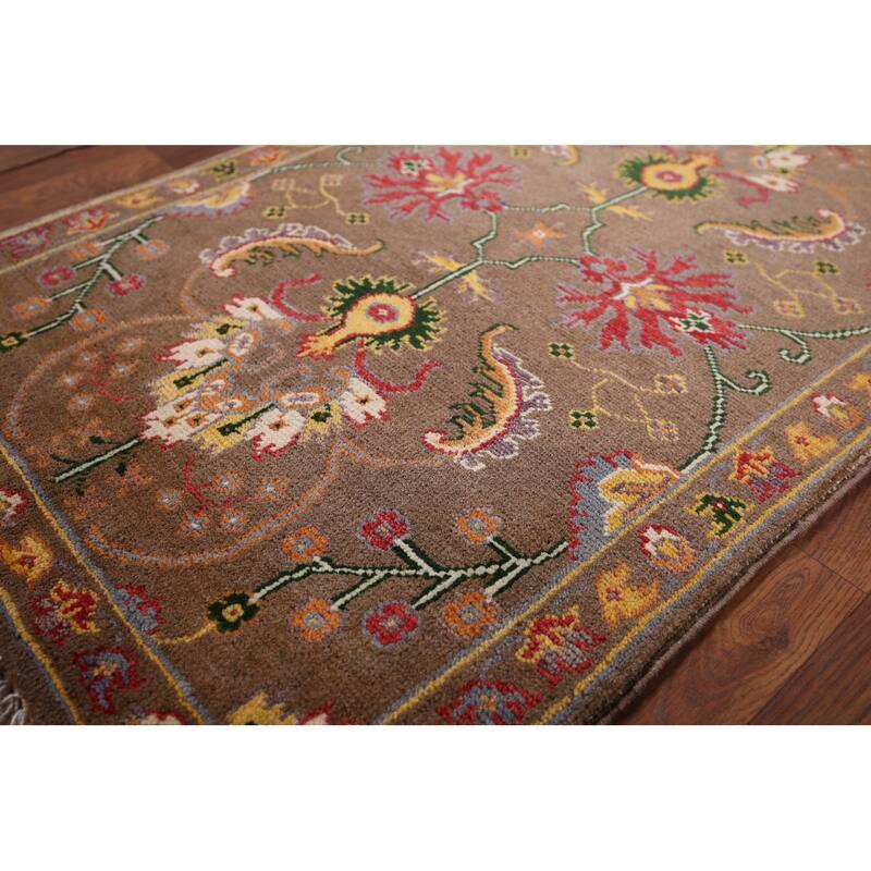 Brown Floral Kazak Oriental Foyer Rug Handmade Wool Carpet - 2'0" x 3'1"