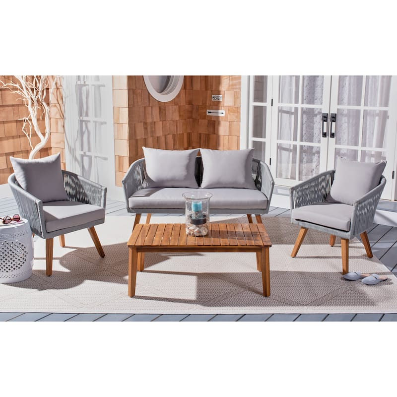 SAFAVIEH Outdoor Erinka 4-Piece Living Set - 55W x 30D x 28H