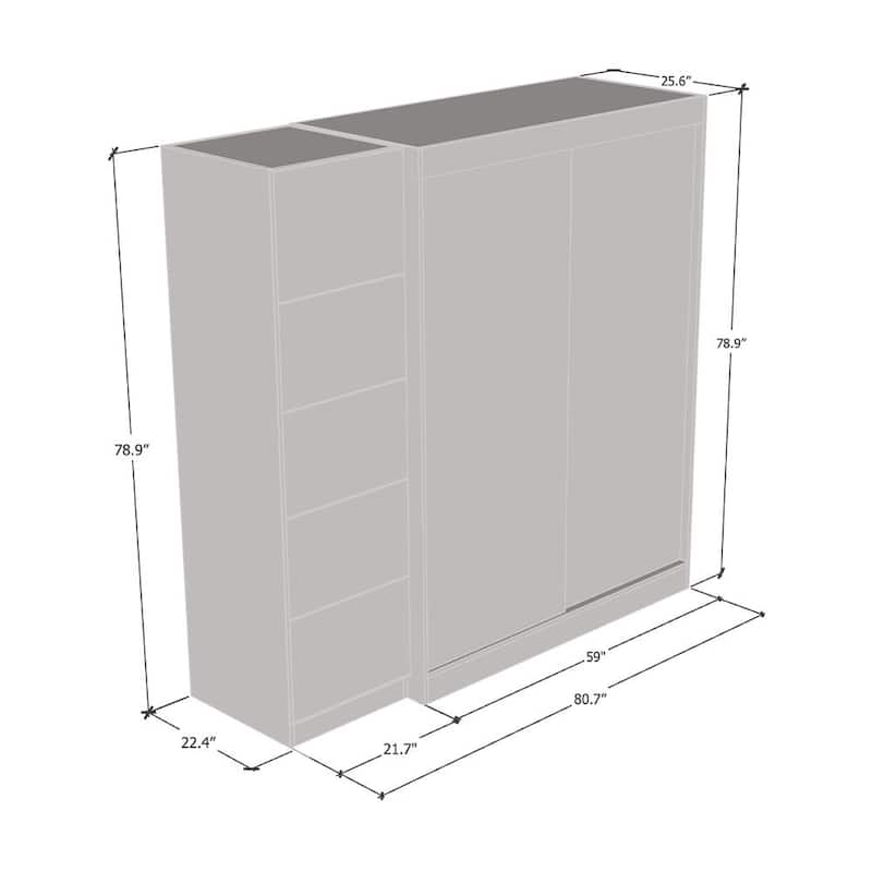 Aria 2D-EX Wardrobe with 1 Mirror