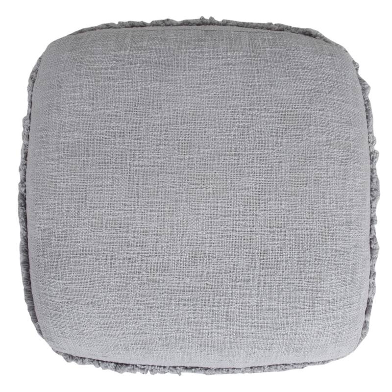 HomeRoots 18" Gray Cotton Striped Pouf Ottoman