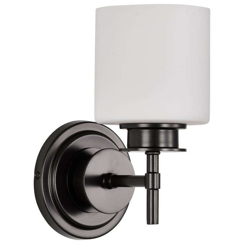 Warren 1 Light Vanity Gun Metal with Satin White Glass - Gun Metal