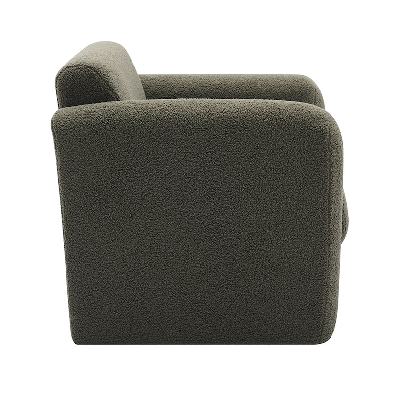 Modern Fabric Upholstered Accent Chair with Back and Pillow