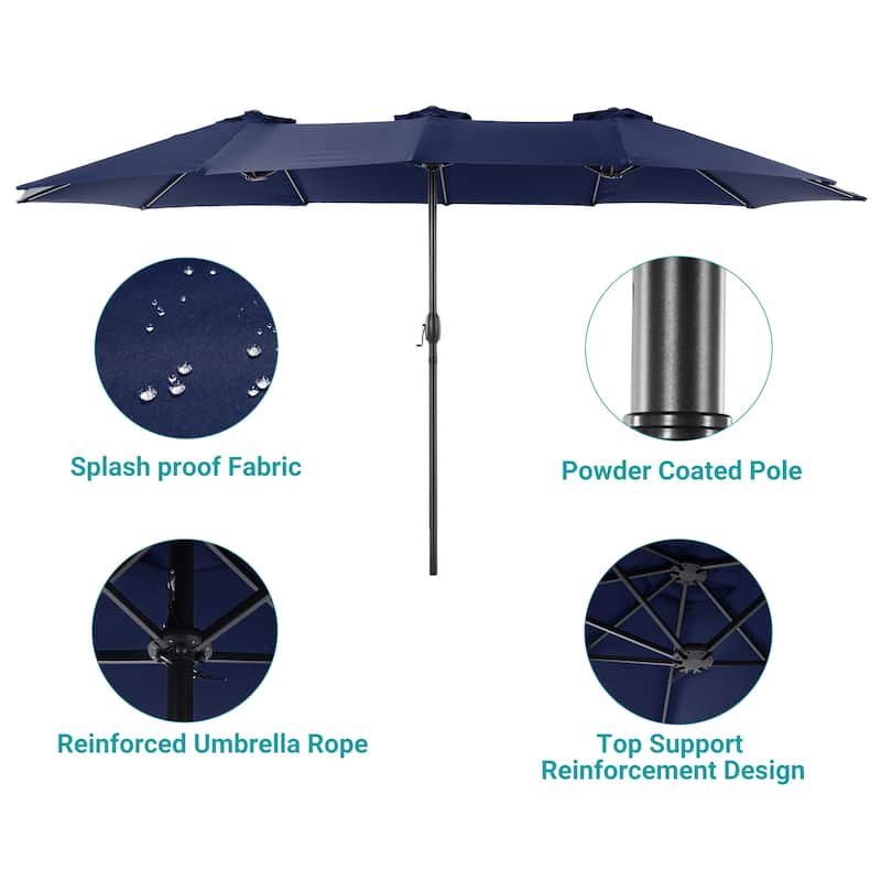 BONOSUKI 15x9ft Double-Sided Patio Umbrella Aluminum with Large Canopy