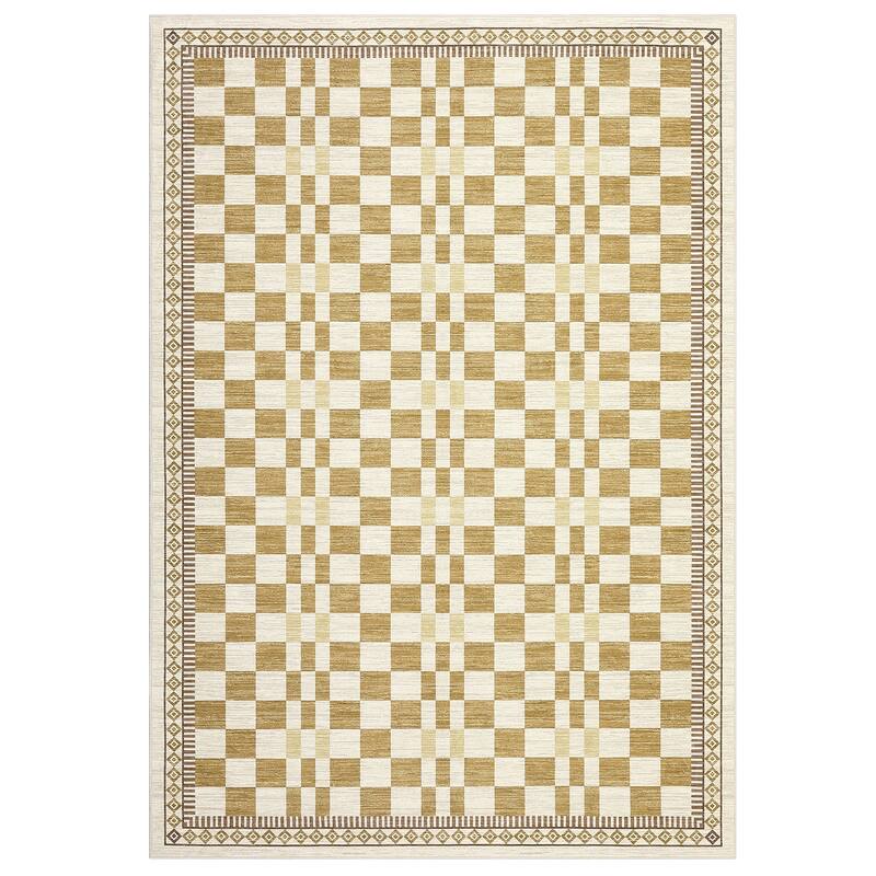 Checkered Area Rugs for Living Room Soft Modern Geometric Rug Non-Slip Low Pile Carpet for Bedroom, Dining Room