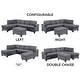 preview thumbnail 12 of 23, Reversible 3-piece Microfiber Suede Sectional Sofa with Ottoman