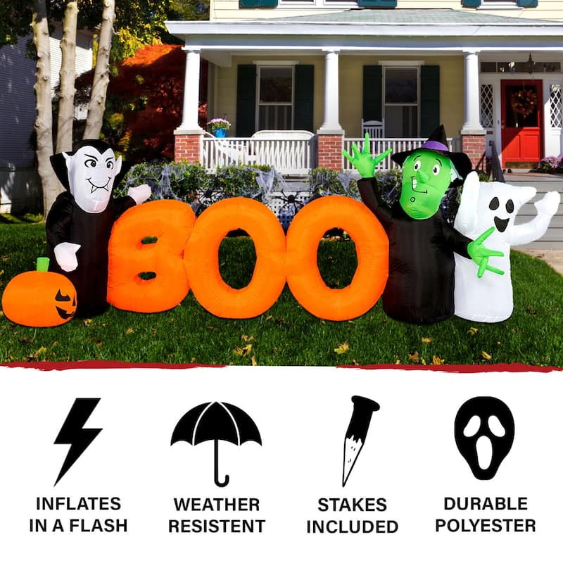 Haunted Hill Farm 10-Ft. Inflatable Boo Sign with Lights