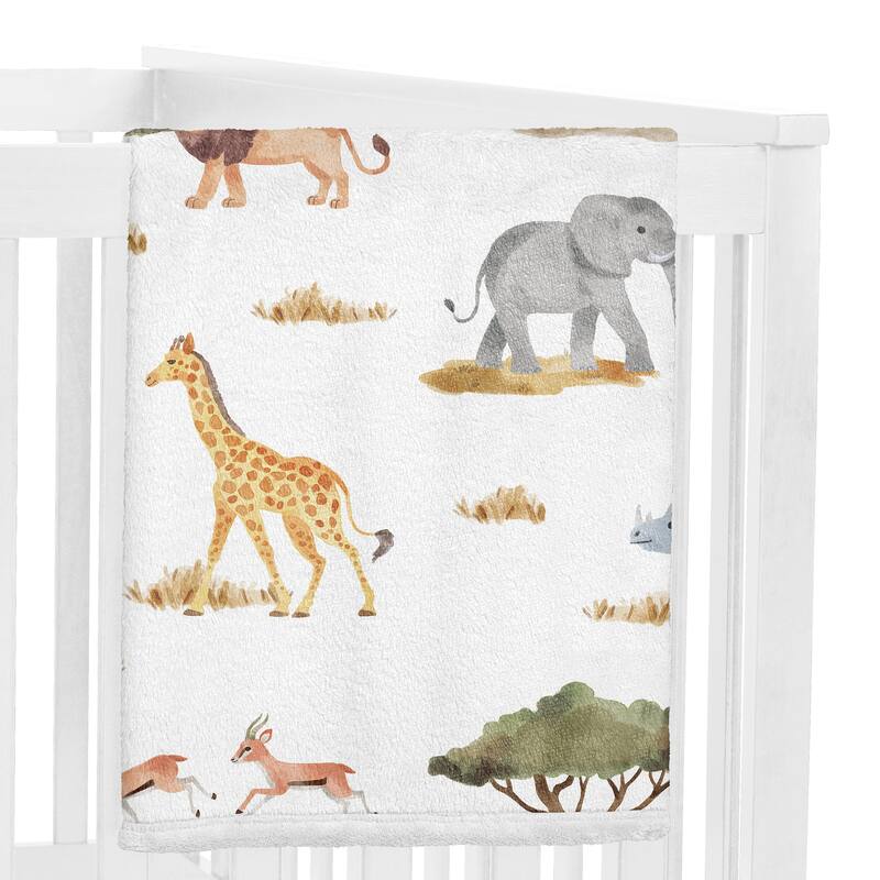 Sweet Jojo Designs Jungle Animals Boy, Girl, Unisex/Gender Neutral Toddler Blanket Baby Swaddle - Boho, Wildlife, Safari, Animal