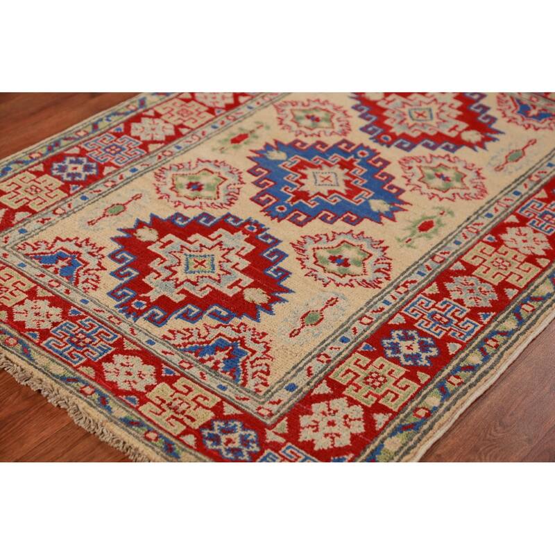 Traditional Kazak Foyer Rug Handmade Pink Wool Carpet - 2'8"x 4'2"