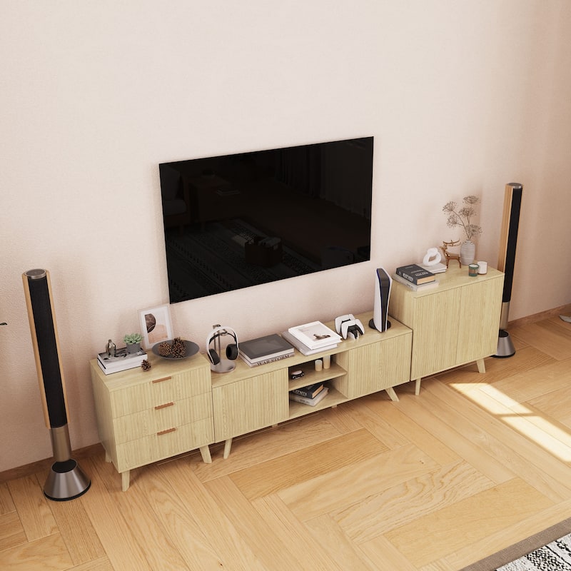 Wooden 2-Door Waveform Sideboard Storage Cabinet
