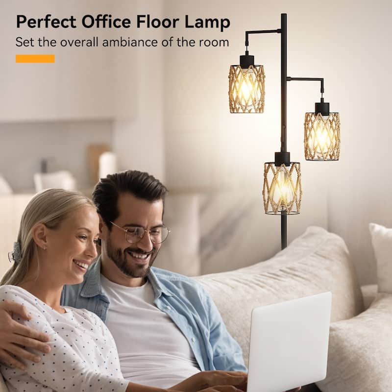 67'' Tree-Shaped Floor Lamp with 3 Lights - Foot Switch Included & Easy Assembly