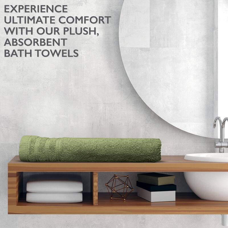 4 Piece Premium Cotton Bath Towels Set 27x54" Soft Absorbent - Desert Sage