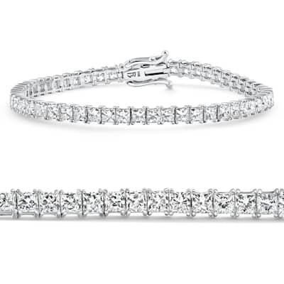 9.20Ct Princess Cut Diamond 7" Tennis Bracelet Gold Lab Grown