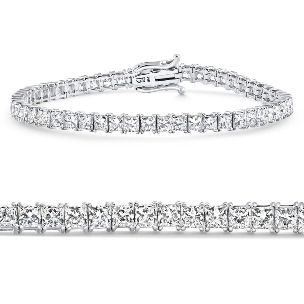 Bliss Diamond 9.20Ct Princess Cut Diamond 7" Tennis Bracelet Gold Lab Grown