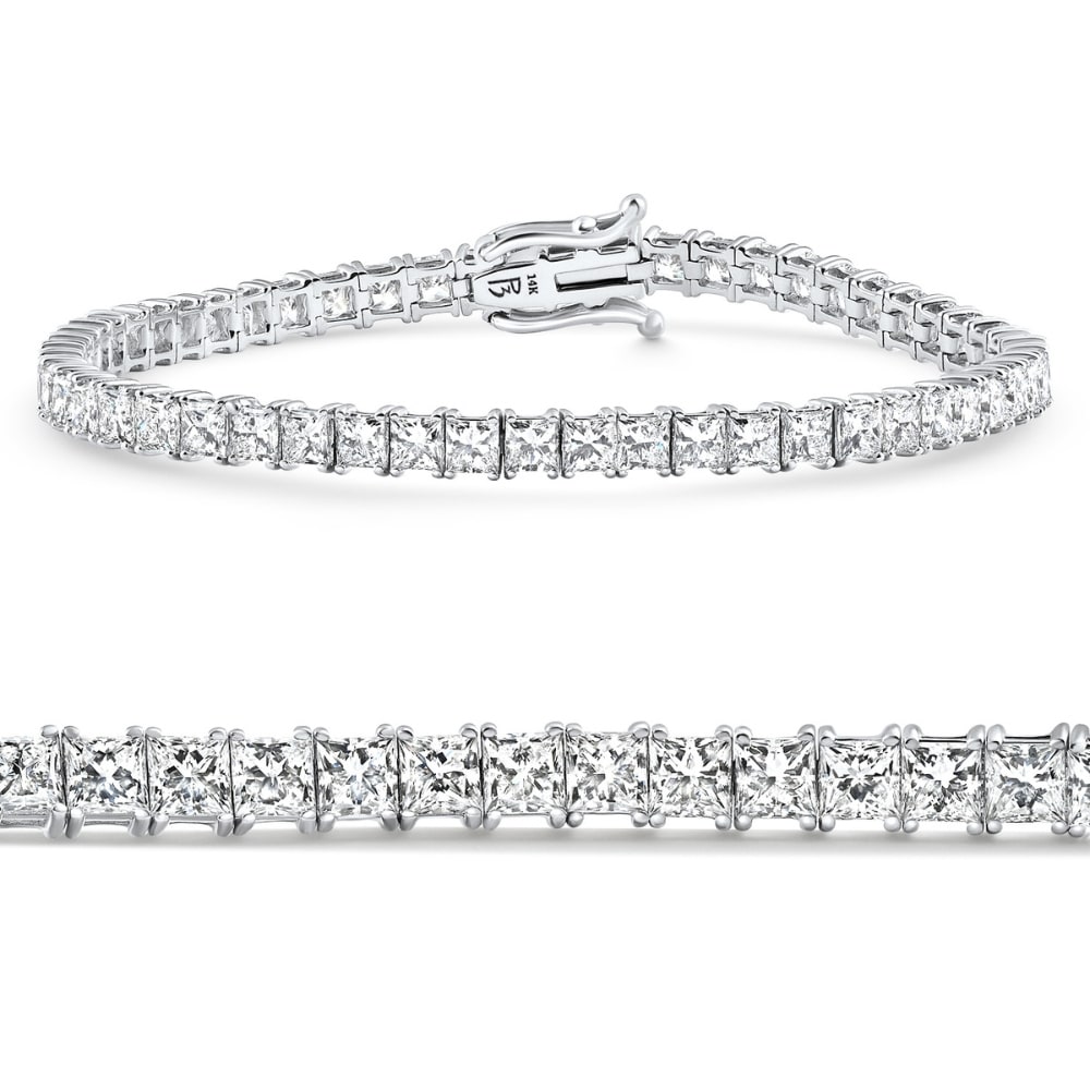 Bliss Diamond 9.20Ct Princess Cut Diamond 7" Tennis Bracelet Gold Lab Grown