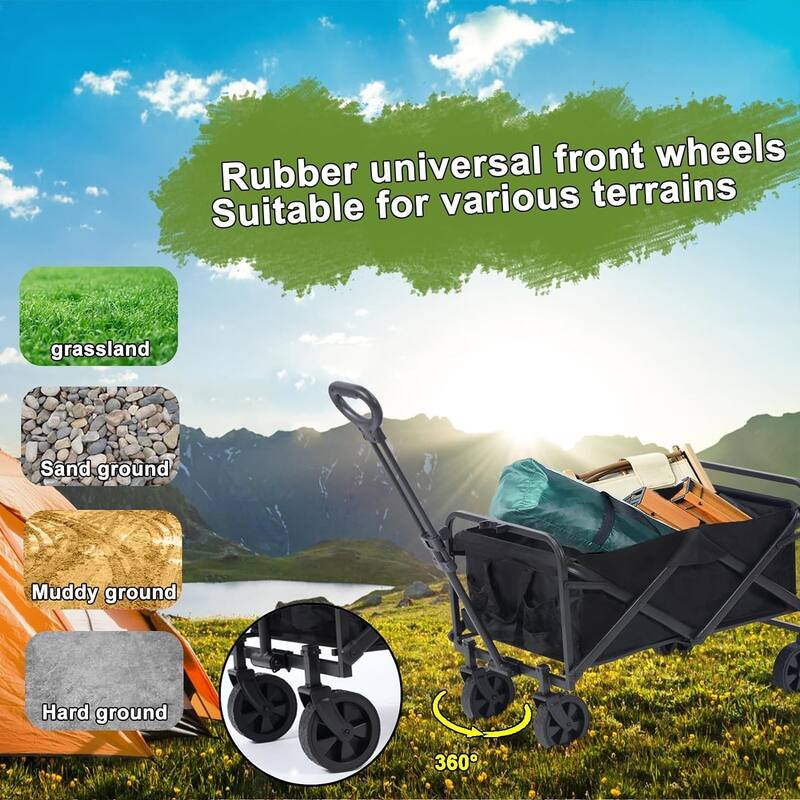 ColourTreeUSA 200 lbs. Capacity Folding Collapsible All Terrain Outdoor Portable Utility Wagon Cart
