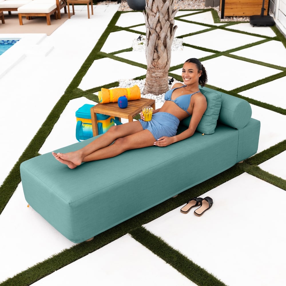 Jaxx Alvy Outdoor Sun Lounger - Luxurious Sunbed with Wood Feet Sunbrella