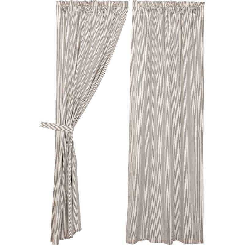 Hatteras Seersucker Blue Ticking Stripe Panel Set of 2 84x40 - Panel 84x40