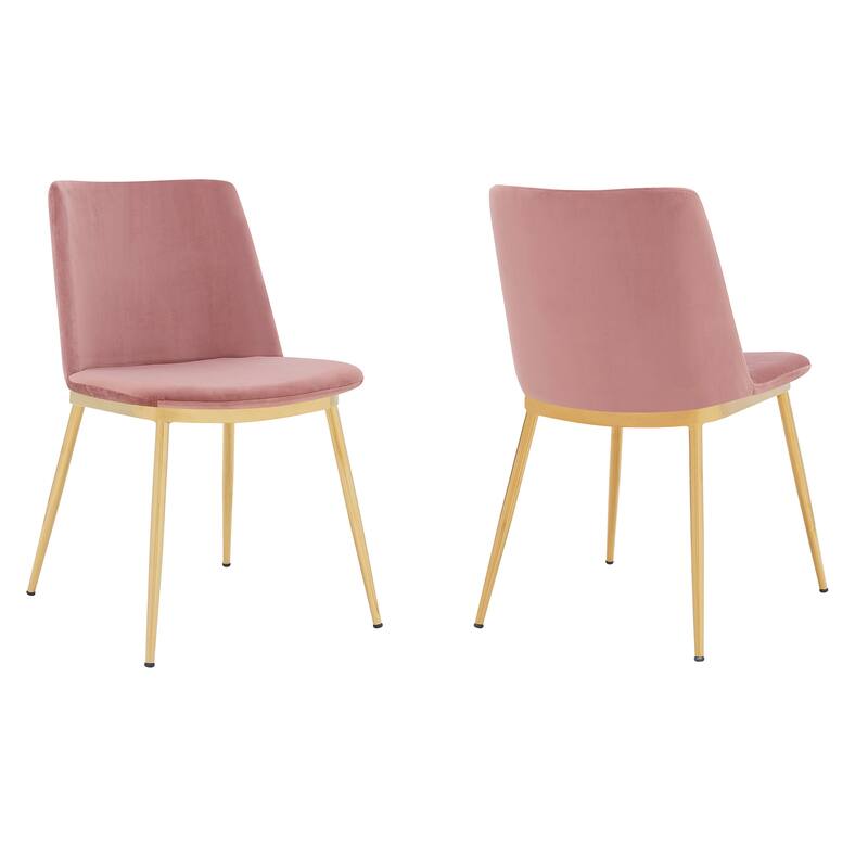Messina Retro Velvet Dining Chairs with Gold Legs - Set of 2