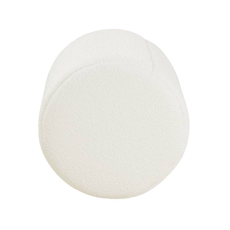 Sem 18 Inch Cream White Chanel-Stitched Boucle Round Accent Ottoman
