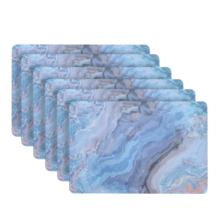 Dainty Home Marble Cork Placemat Set of 6 12" x 18'' in Blue