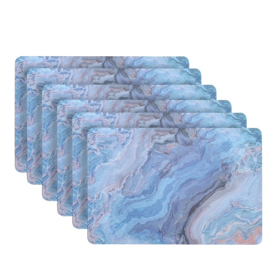 Dainty Home Marble Cork Placemat Set of 6 12" x 18'' in Blue