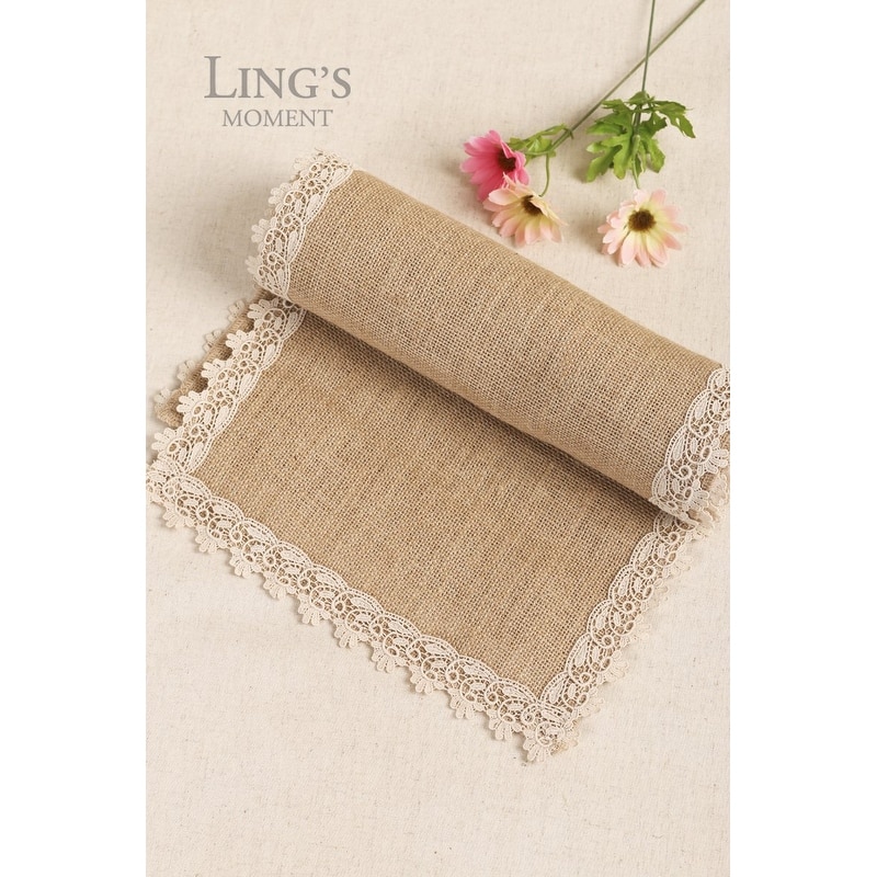 Burlap Natural Jute Table Runners, Rustic Table Décor, Boho Chic, Various 12-Inch Wide Sizes for Weddings, Parties, Birthdays, Anniversaries, and