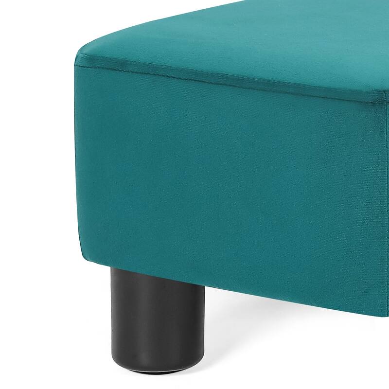 Adeco Footstool Ottoman Fabric Footrest Modern Rectangular Stool