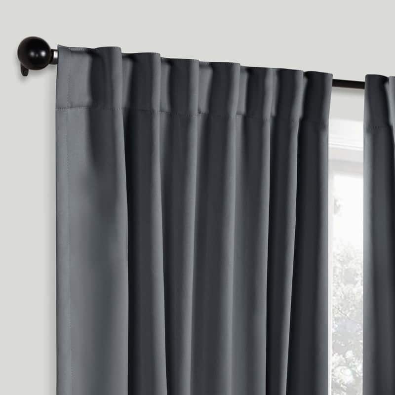 Superior Solid Machine Washable Room Darkening Blackout Curtains with Back Tabs, Set of 2