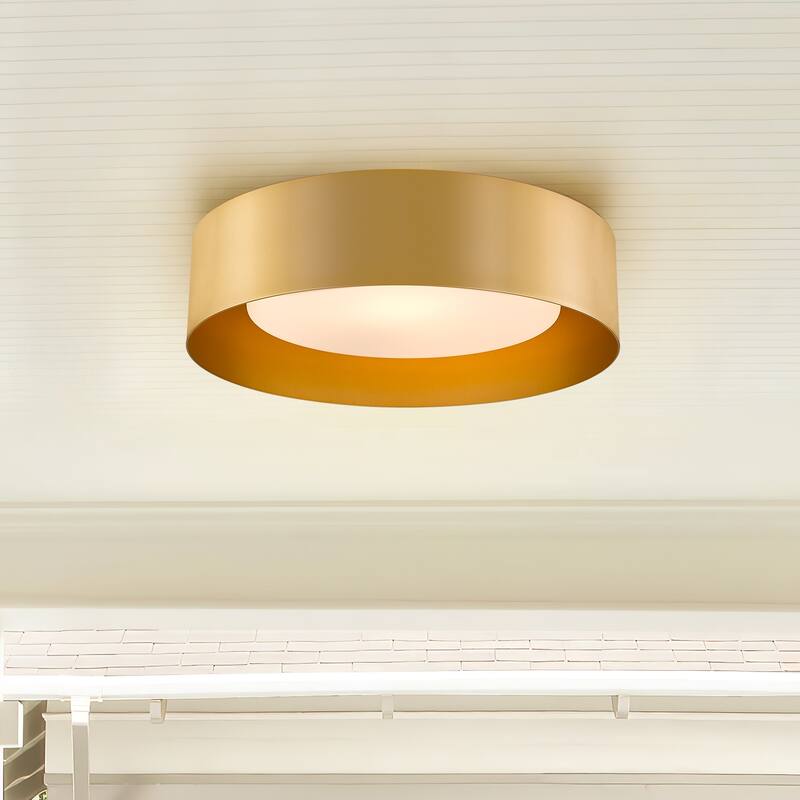 11Inch/ 14 Inch /20 Inch Flush Mount Ceiling Light with Frosted Glass Shade - 11.4 Inch - Gold