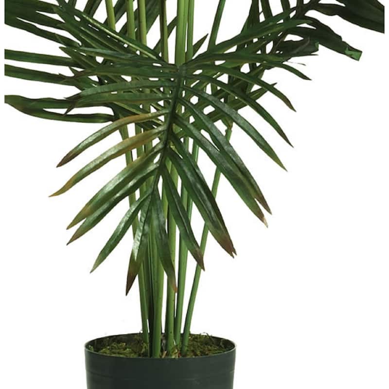 Artificial Palm Tree 5ft Tall Indoor, Modern Faux Palm Plant with Planter, Realistic Tropical Decor - 5ft.