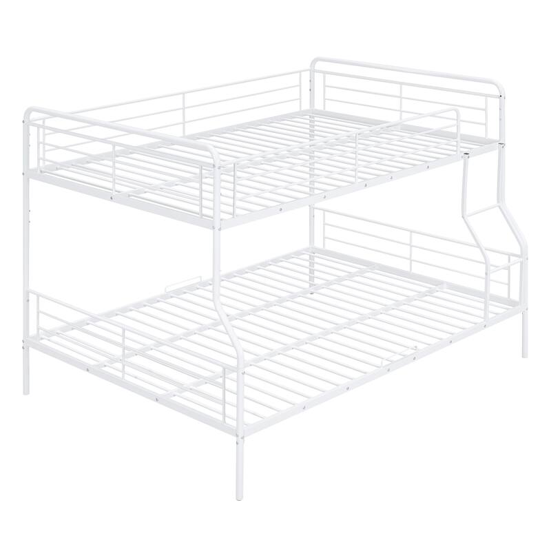Full XL over Queen Metal Bunk Bed with Full Length Guardrail, Convertible Design, Easy Assembly