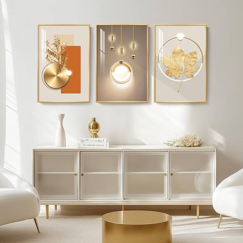 Wall Art,Golden Prints Pictures with Gold Frame