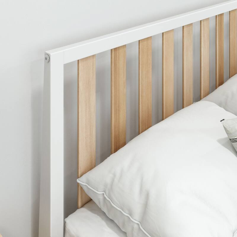 Plank and Beam Modern Full-Size Bed with Slatted Headboard