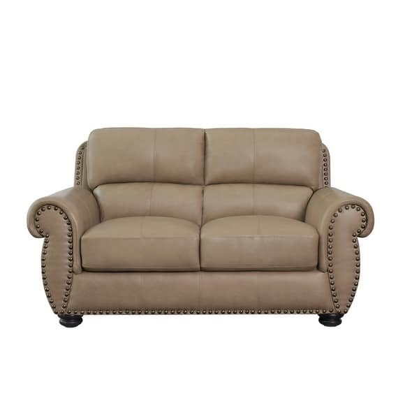 Shop Abbyson Aaron Beige Top Grain Leather Loveseat On Sale Overstock 31009960