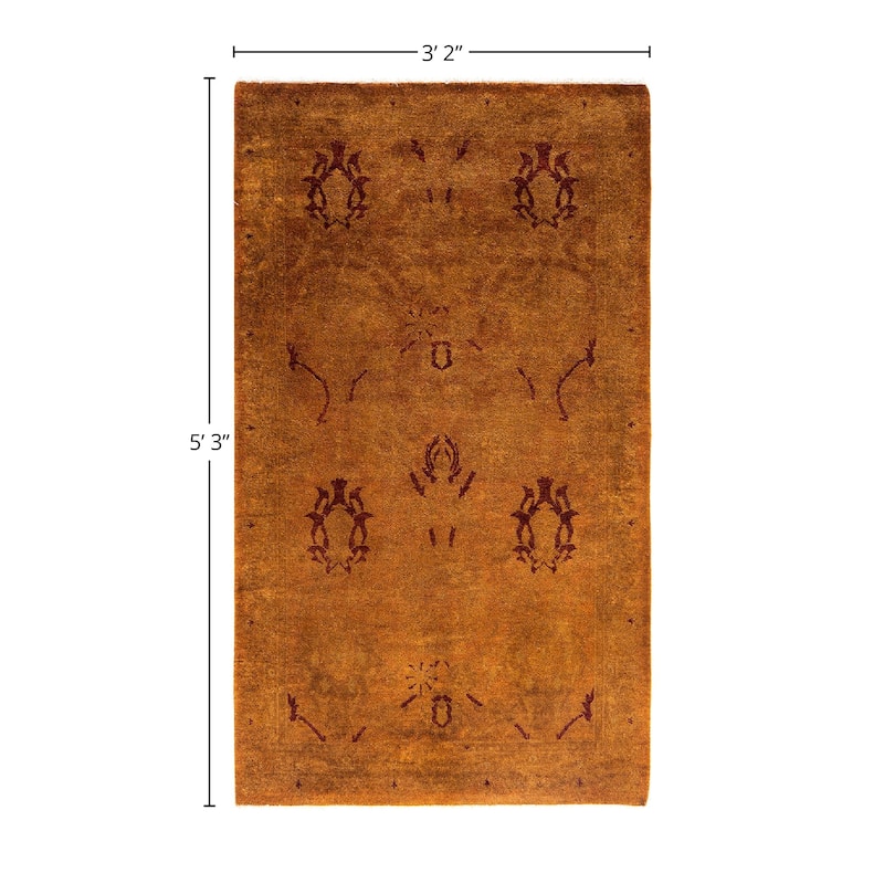 Overdyed, One-of-a-Kind Hand-Knotted Area Rug - Brown - 3' 2" x 5' 3"