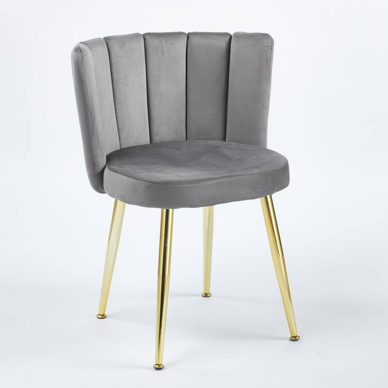 Modern Velvet Dining Chair Set of 2, with Iron Tube Golden Legs and Comfortable Backrest
