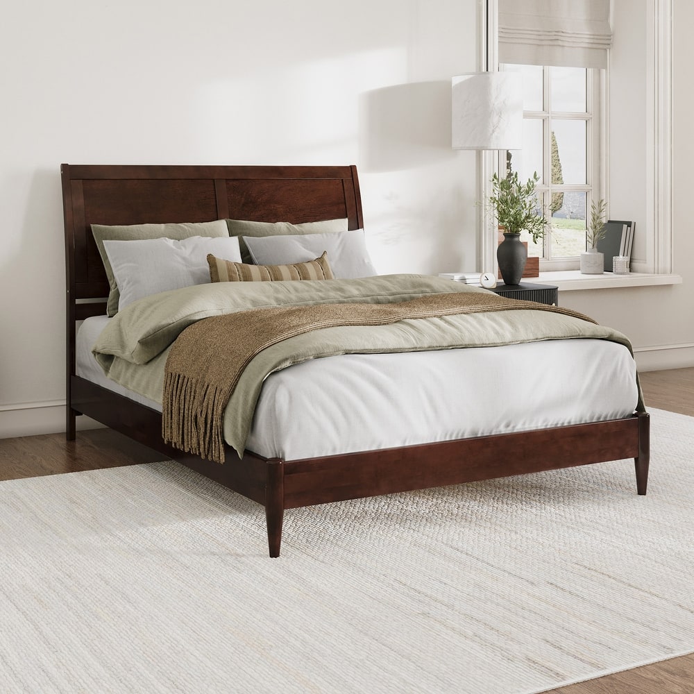 Valencia Solid Wood Low Profile Sleigh Platform Bed