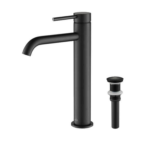 slide 2 of 26, Luxury Solid Brass Single Hole Bathroom Vessel Sink Faucet Matte Black W/ Pop Up Drain