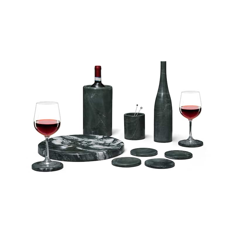 Roomfitters Natural Marble Dining Room Accessories Set, Luxury 10-Piece Genuine Stone Tabletop Collection