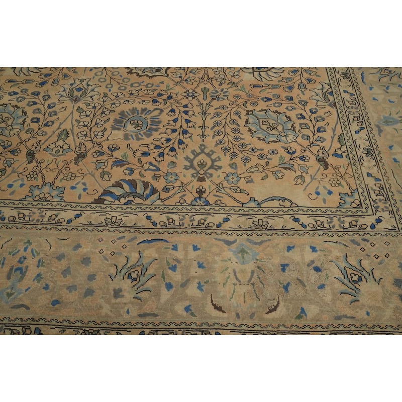 Hand Knotted Oriental 100% Wool Carpet Traditional All-Over Oranges & Rust Tabriz Area Rug - 12' 3'' X 10' 0''