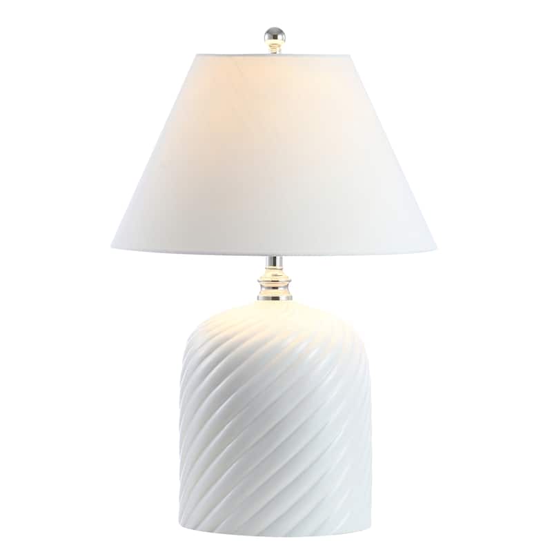 Regency Swirl 28.5" Ceramic Bohemian Glam LED Table Lamp, White by JONATHAN Y - White