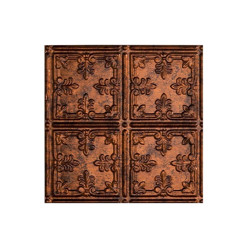 FASÄDE Traditional Style 10 Decorative Vinyl 2ft x 4ft Glue Up Ceiling Panel in Moonstone Copper (5 Pack) - 12in x 12in Sample - Moonstone Copper