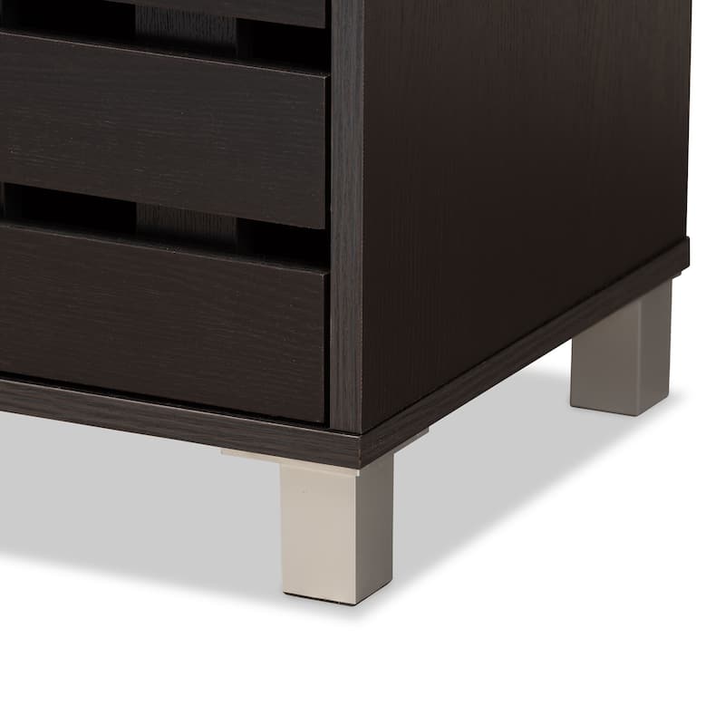 Ernest Dark Brown Finished Wood 2-Door Shoe Storage Cabinet