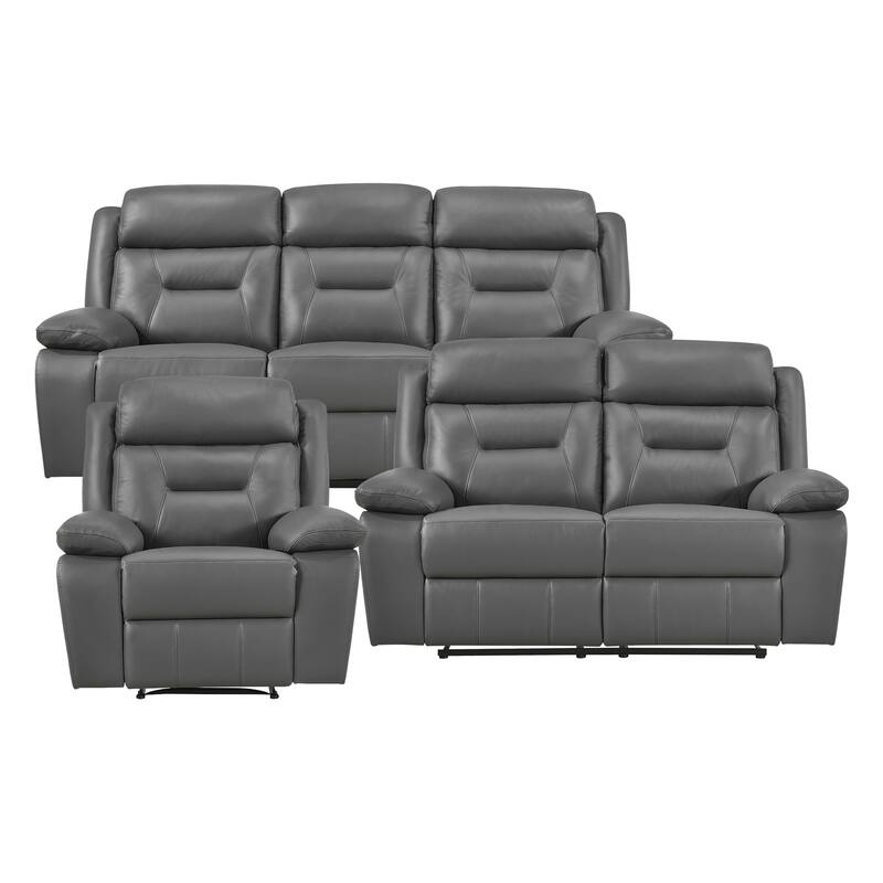 Papyrus 3-Piece Leather Match Manual Reclining Sofa Set - Dark Gray