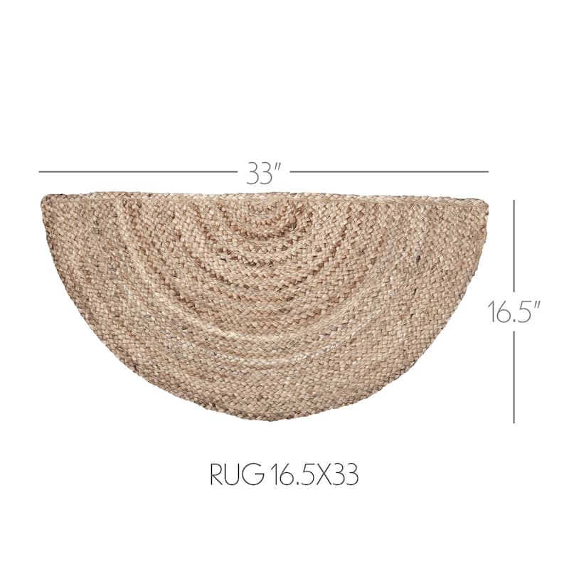 Natural Jute Rug Half Circle w/ Pad 16.5x33 - 16.5" x 33" Half CIrcle