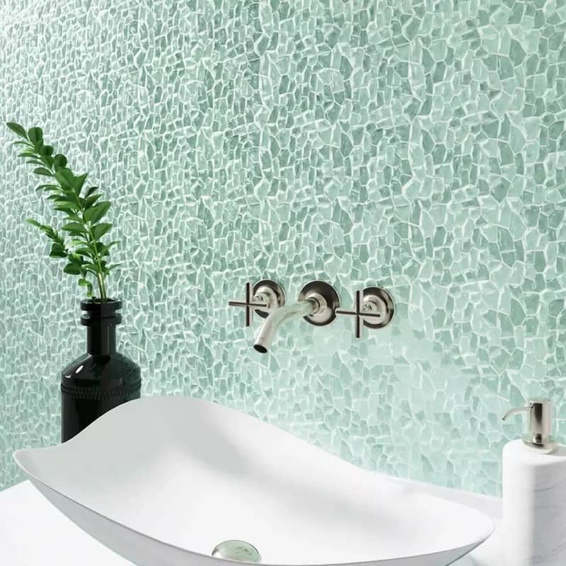 Apollo tile 11" x 11" Bijou Glossy Matte Tiffany Blue Glass Tile (4.36 sq ft/case) - 5 Pack