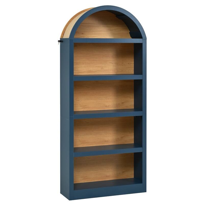Farmhouse 68.8" Tall Freestanding Bookshelves Set of 2, 5-Tier Display Bookcase Arched Top for Living Room, Bedroom, Home Office